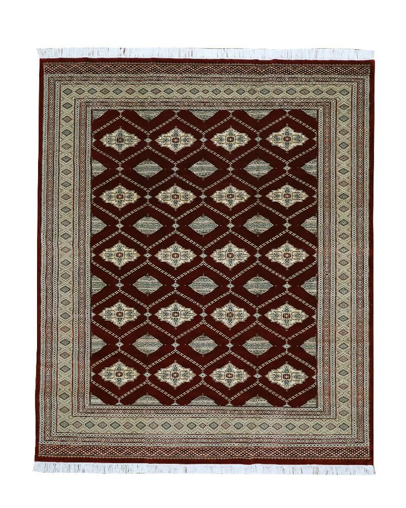 Sale!パキスタン　ミニ手織り絨毯 90cmx31cm パキスタン絨毯 約65×91cm｜深みの赤とクラシカルな柄が美しい