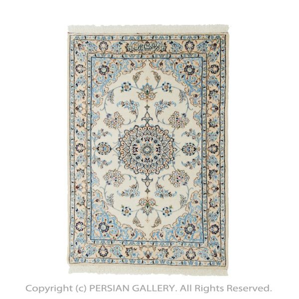 ペルシャ絨毯 ナイン産(6La)ハビビアン毛＆絹 93×63cm商品番号 79578 