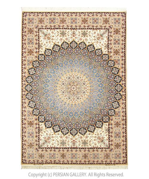 ペルシャ絨毯 イスファハン産毛&絹 310×210㎝商品番号78932 