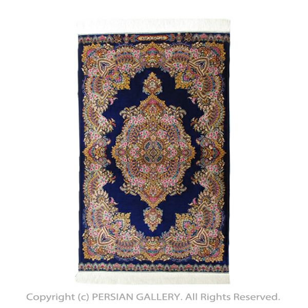 ペルシャ絨毯 クム産テルメ工房絹100% 128×80cm商品番号69335 