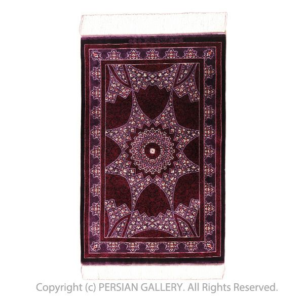 ペルシャ絨毯クム産 ショベリーイマニ工房絹100％ 92x58㎝商品番号 