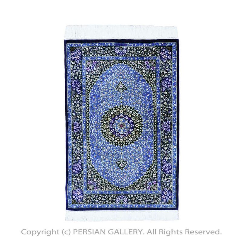 ペルシャ絨毯 クム産アルサラーニ工房絹100％ 90x60㎝商品番号84676 