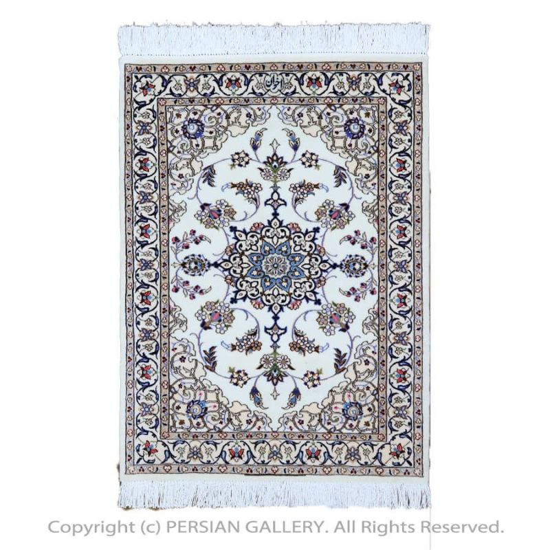 ペルシャ絨毯 ナイン産(6La)シシラ毛＆絹 91×68cm商品番号 85179 