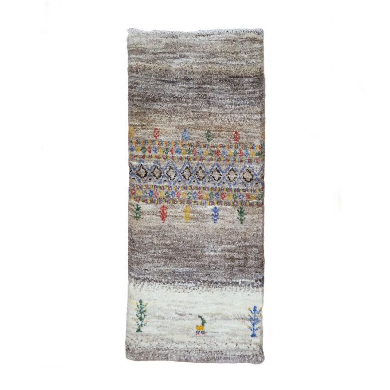 ペルシャ絨毯シラーズ産ギャッベ アマレバフト毛100％ 39×93cm商品番号