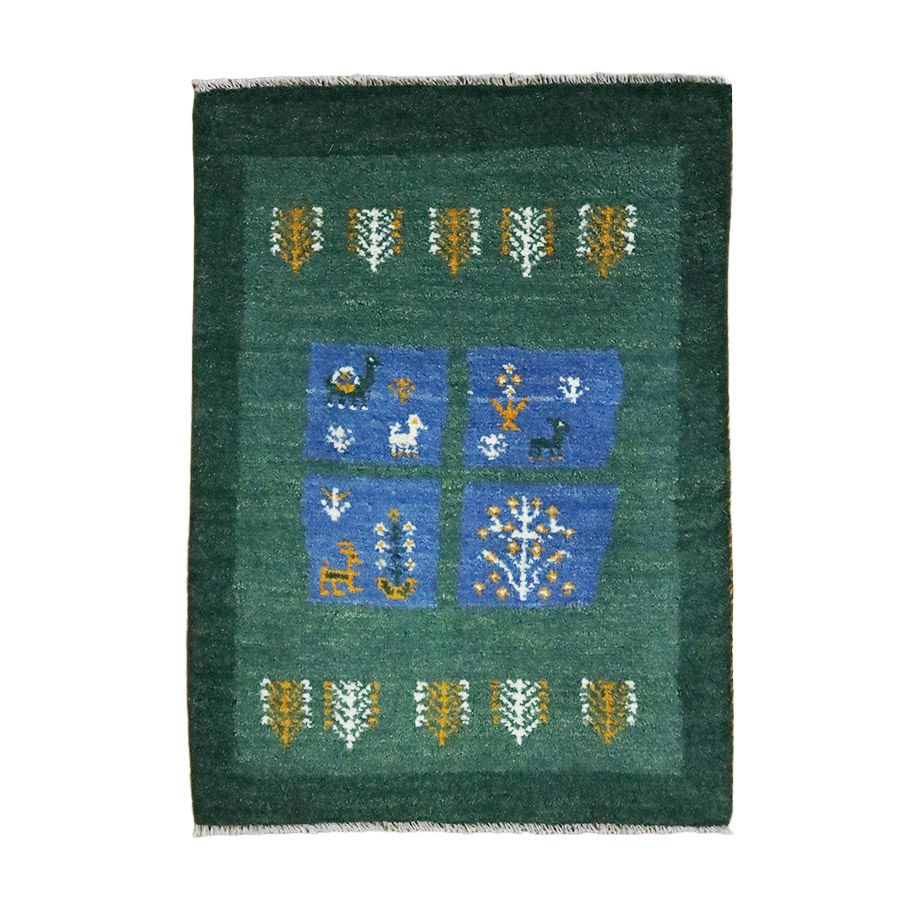 ペルシャ絨毯シラーズ産ギャッベ毛100％ 63×85cm商品番号90526