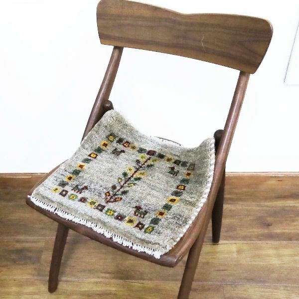 ペルシャ絨毯 手織り ギャッベ シラーズ産毛100％ 40×37cm商品番号